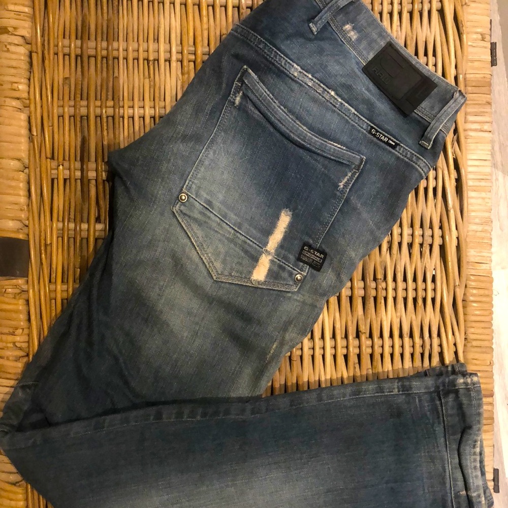 G- STAR RAW DENIM Distressed Jeans